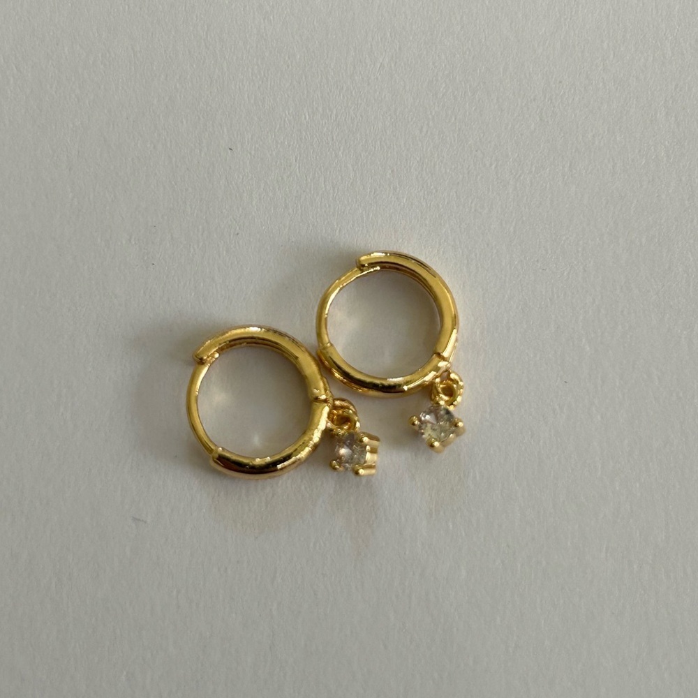 Elegant Gold Mini Hoop Earrings - Picture 2 of 3